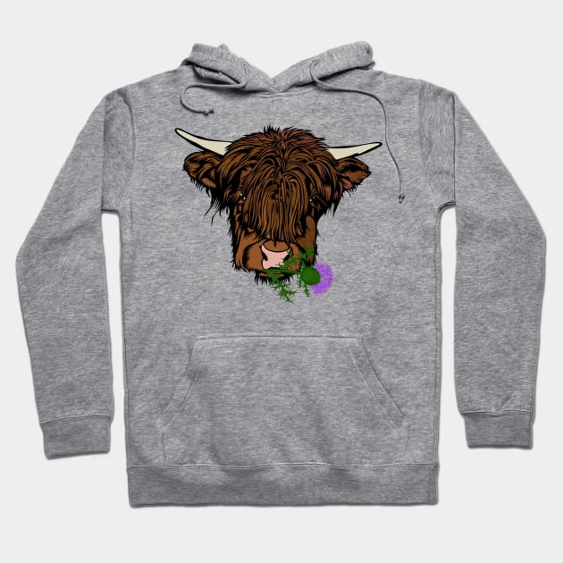 Highland Cow Head Hoodie by Miozoto_Design